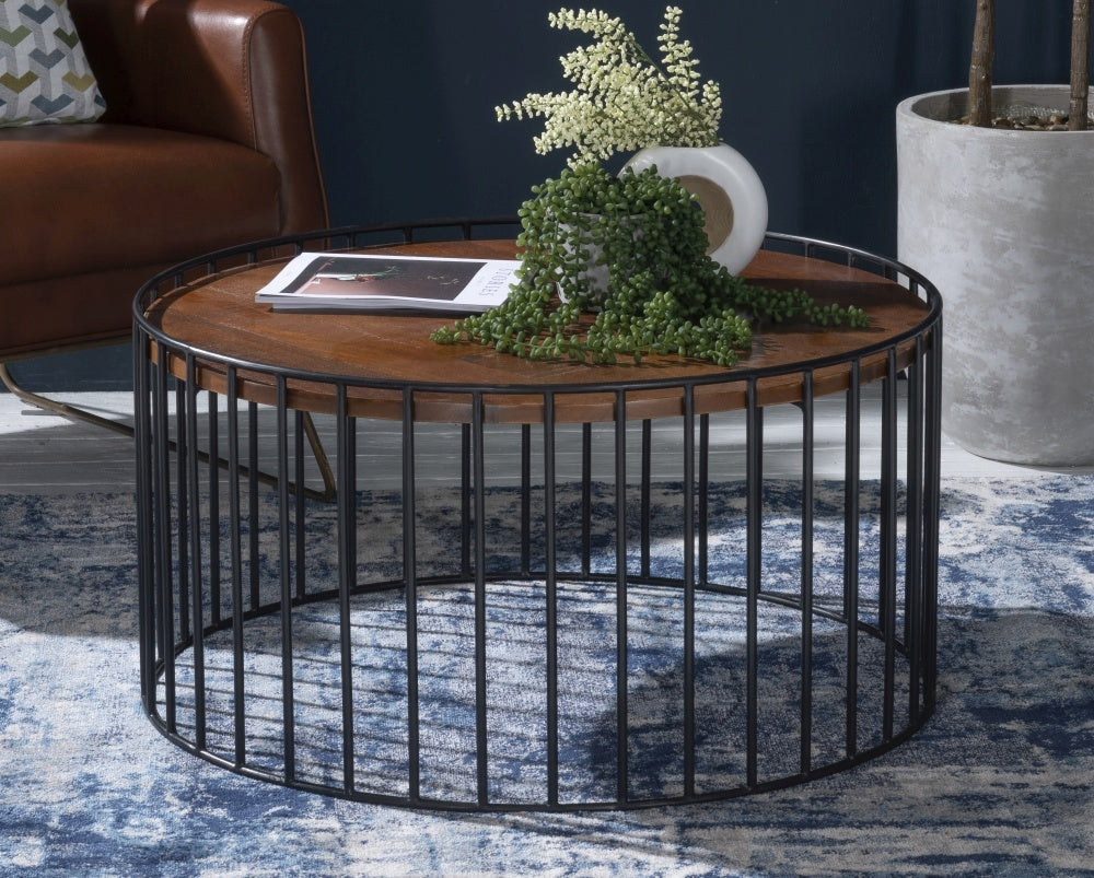 Image showcasing Wooden Birdcage Coffee Table – Golden Mayer