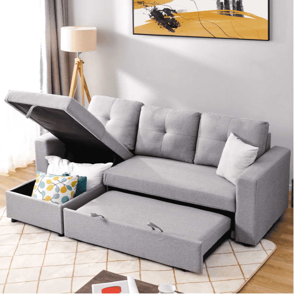 Roxy L-Shaped Sectional Storage Sofa Cum Bed