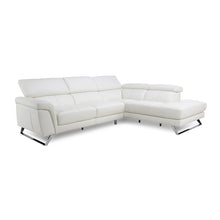 Load image into Gallery viewer, L Shape Sofa Felini 5 Seater white Italian Leather Sofa with SS legs and movable Head rest
