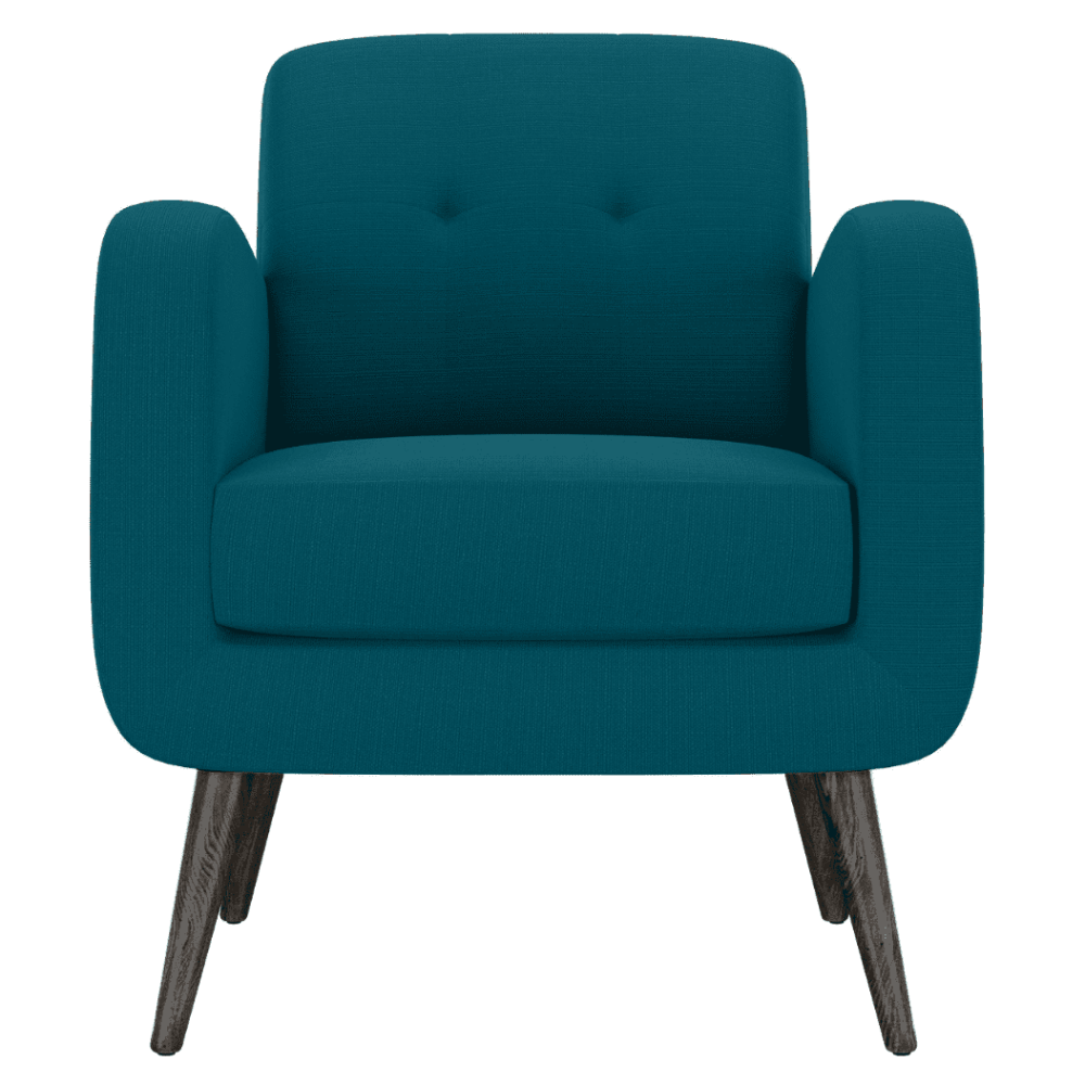 Keflavik Mid-century Peacock Blue Linen Arm Chair