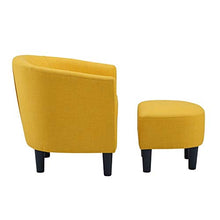Load image into Gallery viewer, Woodster Langley Single Seater Accent Chair with Footstool Ottoman in Yellow
