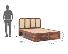 Load image into Gallery viewer, Amara Bed in Sheesham wood with cane (8 options) - Queen Size
