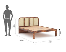 Load image into Gallery viewer, Amara Bed in Sheesham wood with cane (8 options) - Queen Size
