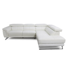 Load image into Gallery viewer, L Shape Sofa Felini 5 Seater white Italian Leather Sofa with SS legs and movable Head rest
