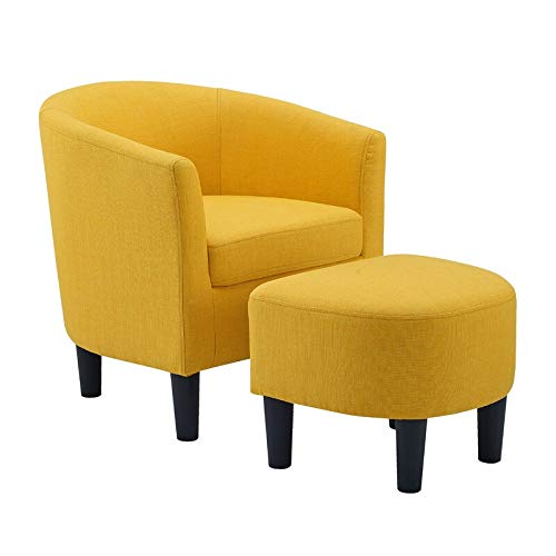 Woodster Langley Single Seater Accent Chair with Footstool Ottoman in Yellow