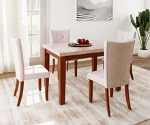 Load image into Gallery viewer, Golden Mayer Anemone Solid wood 4-Seater Marble Top Dining Table With 4 Upholstery Chairs in Walnut Color
