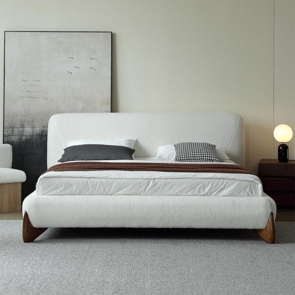 Amara Upholstered Bed Without Storage In Towel Suede Fabric