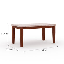 Load image into Gallery viewer, Golden Mayer Anemone Solid wood 6-Seater Marble Top Dining Table With 4 Upholstery Chairs And 1 Bench in Walnut Color
