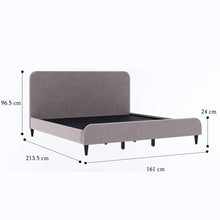Load image into Gallery viewer, Golden Mayer Plumeria Solid Rubber Wood Queen Size Bed Upholstered
