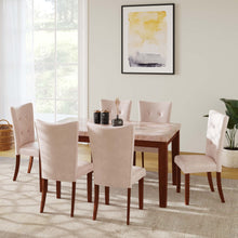 Load image into Gallery viewer, Golden Mayer Anemone Solid wood 6-Seater Marble Top Dining Table With 6 Upholstery Chairs in Walnut Color
