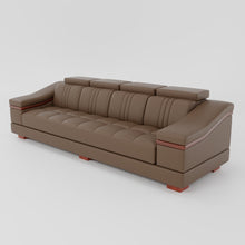 Load image into Gallery viewer, Leather Sofa Rossato | Adjustable Headrest &amp; Wooden Panel Armrests | Premium Design with Console Options: Speakers, Storage, &amp; Cup Holders | Direct from Factory
