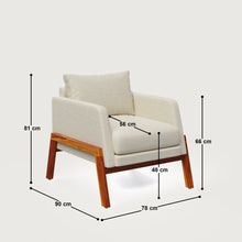 Load image into Gallery viewer, Arte Accent Chair Honey on Sheesham and Almond Latte Luxury Fabric
