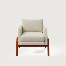 Load image into Gallery viewer, Arte Accent Chair Honey on Sheesham and Almond Latte Luxury Fabric
