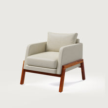 Load image into Gallery viewer, Arte Accent Chair Honey on Sheesham and Almond Latte Luxury Fabric
