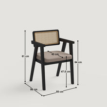 Load image into Gallery viewer, Bob Rattan Chair - Set of Two - Black on Sheesham and  Fur Beige Seats
