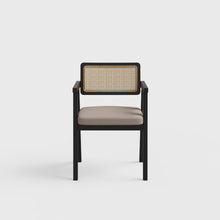 Load image into Gallery viewer, Bob Rattan Chair - Set of Two - Black on Sheesham and  Fur Beige Seats
