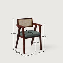 Load image into Gallery viewer, Bob Rattan Chair - Set of Two - Mahogany in Sheesham and Slate Grey Seats
