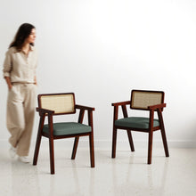 Load image into Gallery viewer, Bob Rattan Chair - Set of Two - Mahogany in Sheesham and Slate Grey Seats
