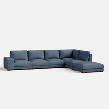Load image into Gallery viewer, Derek modular right arm 5 seater sofa with ottoman - 127.5" | 61.6" Left chaise with 34" Ottoman
