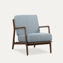 Load image into Gallery viewer, Fermi Accent Chair Luxury in Walnut Sheesham and Hydrangea Blue
