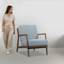 Load image into Gallery viewer, Fermi Accent Chair Luxury in Walnut Sheesham and Hydrangea Blue
