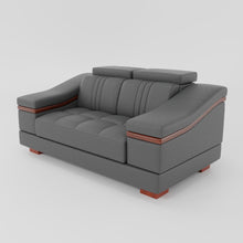 Load image into Gallery viewer, Leather Sofa Rossato | Adjustable Headrest &amp; Wooden Panel Armrests | Premium Design with Console Options: Speakers, Storage, &amp; Cup Holders | Direct from Factory
