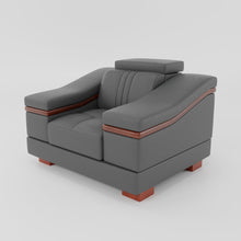 Load image into Gallery viewer, Leather Sofa Rossato | Adjustable Headrest &amp; Wooden Panel Armrests | Premium Design with Console Options: Speakers, Storage, &amp; Cup Holders | Direct from Factory
