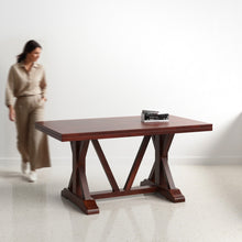 Load image into Gallery viewer, Gable Luxury Dining Table - Contemporary Farmhouse Style Spacious  6 Seater - 150 cm in Mahogany Finish
