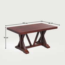 Load image into Gallery viewer, Gable Luxury Dining Table - Contemporary Farmhouse Style Spacious  6 Seater - 150 cm in Mahogany Finish
