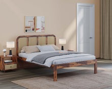 Load image into Gallery viewer, Amara Bed in Sheesham wood with cane (8 options) - Queen Size
