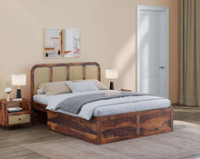 Load image into Gallery viewer, Amara Bed in Sheesham wood with cane (8 options) - Queen Size
