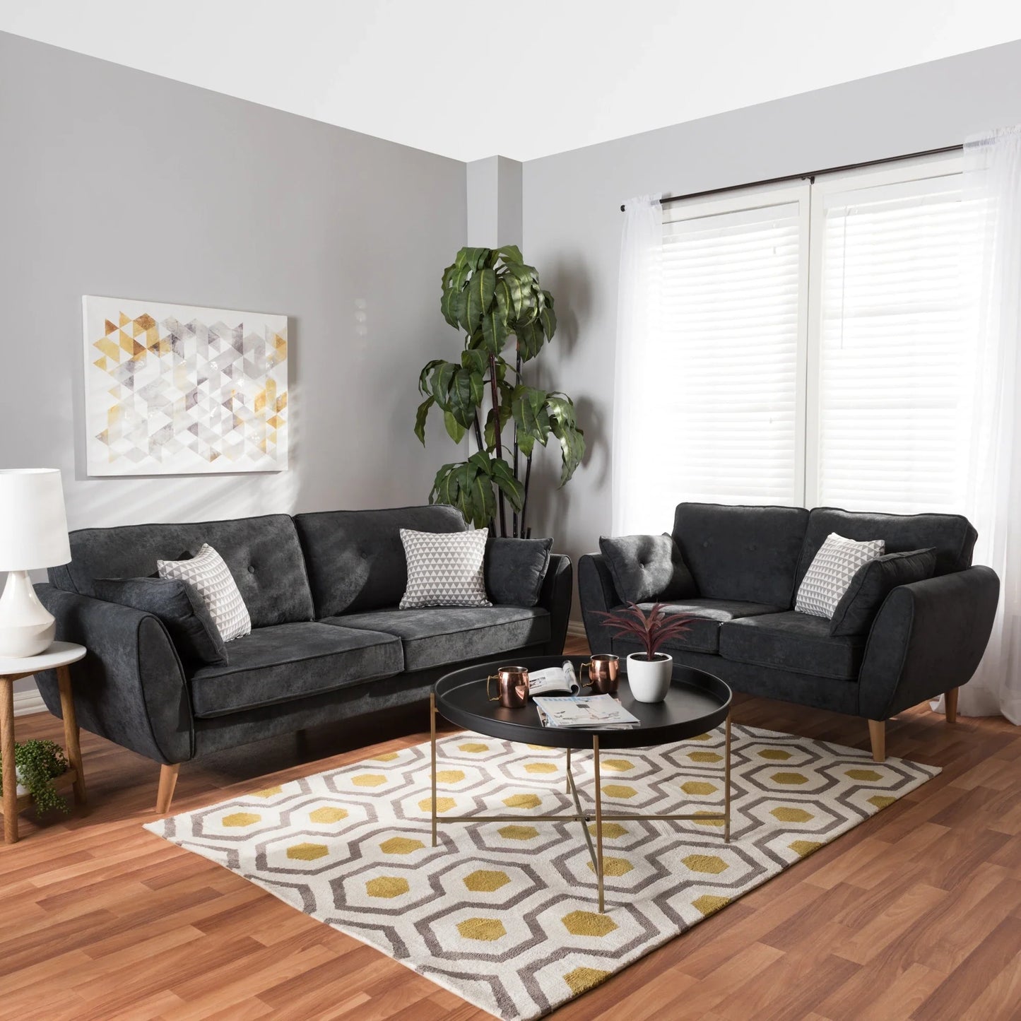 Baxton Straight Line Sofa Set