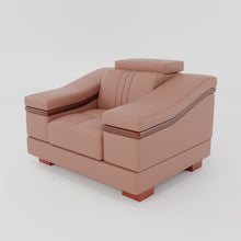 Load image into Gallery viewer, Leather Sofa Rossato | Adjustable Headrest &amp; Wooden Panel Armrests | Premium Design with Console Options: Speakers, Storage, &amp; Cup Holders | Direct from Factory
