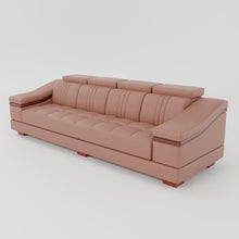 Load image into Gallery viewer, Leather Sofa Rossato | Adjustable Headrest &amp; Wooden Panel Armrests | Premium Design with Console Options: Speakers, Storage, &amp; Cup Holders | Direct from Factory
