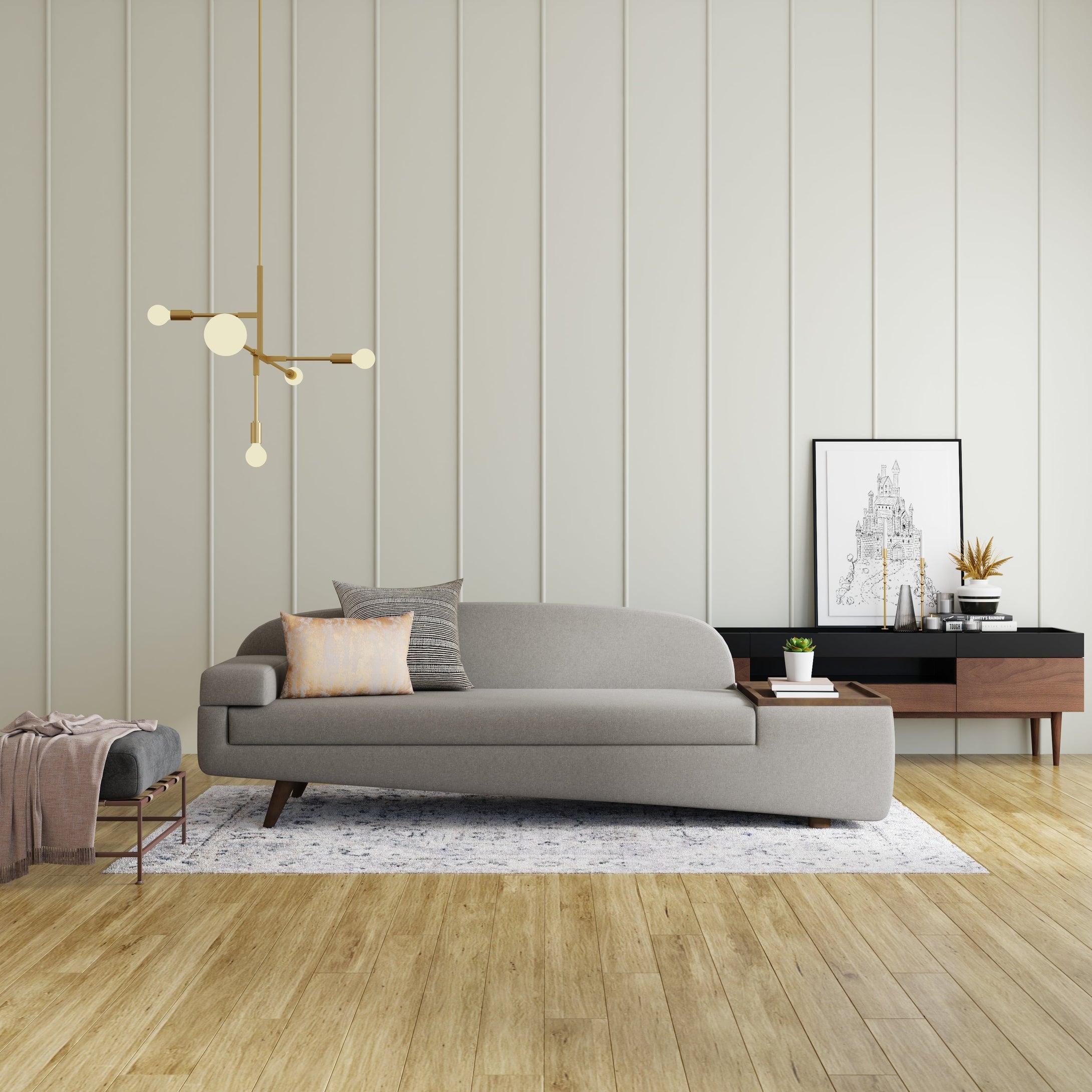 Wedge 3 Seater Sofa, Left Arm