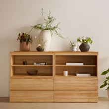 Load image into Gallery viewer, Stava Bedside Table | Solid Walnut/Teak/Oak Wood (Open) | 3 Feet Length
