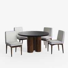 Load image into Gallery viewer, Amor-Lidia Textured Black Dining Table Set with Premium Trimming -  2, 4 &amp; 6 Seater/ All sizes

