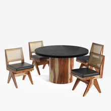Load image into Gallery viewer, Luis-Jean Textured Black Dining Table Set with Premium Trimming -  2, 4 &amp; 6 Seater/ All sizes
