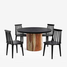Load image into Gallery viewer, Luis-Polly Textured Black Dining Table Set -  2, 4 &amp; 6 Seater/ All sizes
