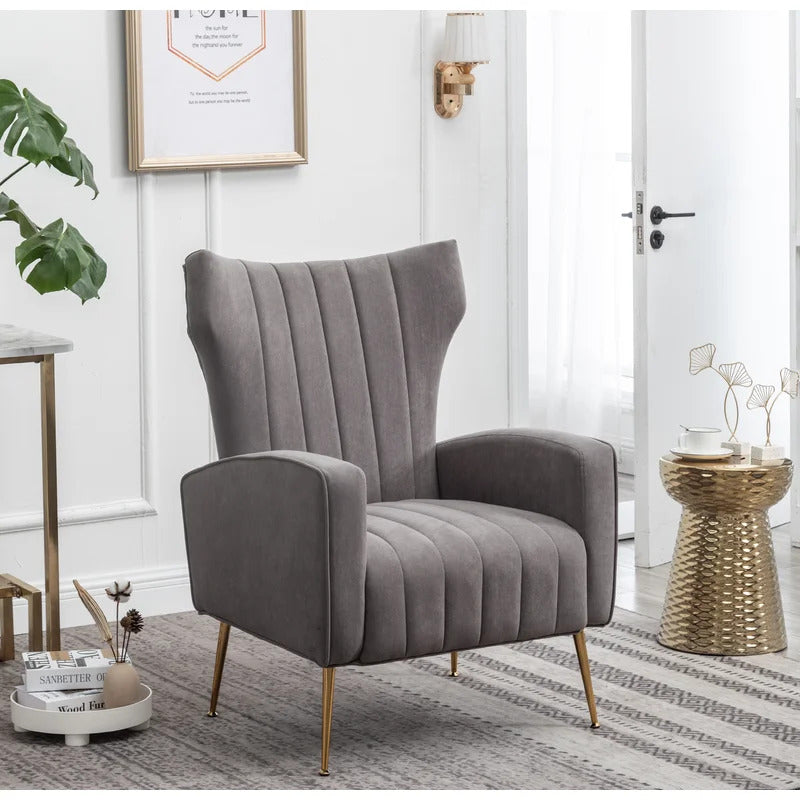 Velvet Majesty Throne Wing Chair