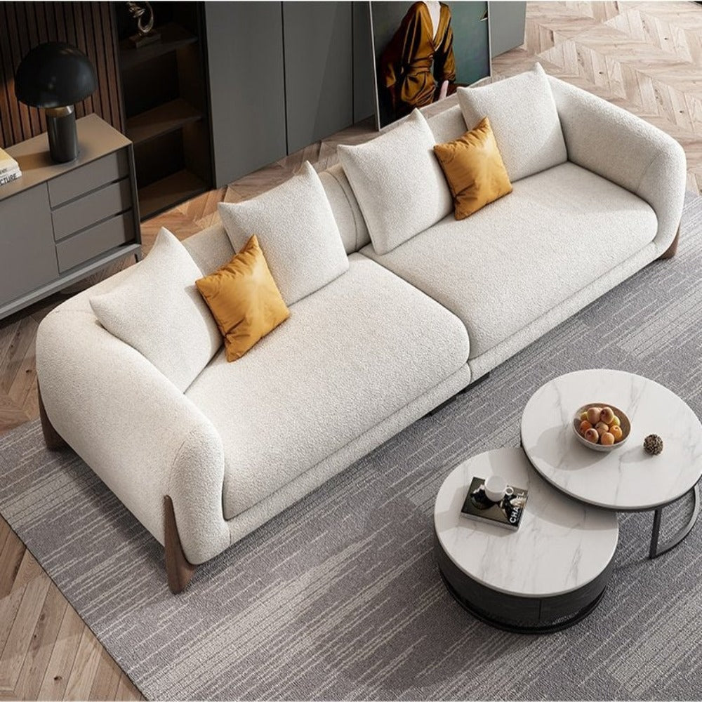 Galaxy Premium Modern Sofa Set in Off White Towel Cloth