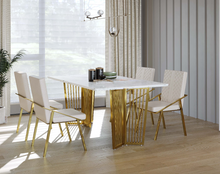 Load image into Gallery viewer, Pearsk Dining Table with White Engineered Marble Top - 4 Seater
