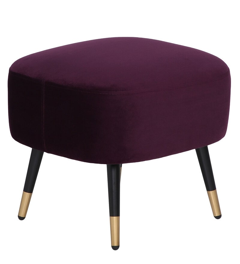 Mariana Velvet Finish Barrel Chair with Foot Stool in Wine Colour