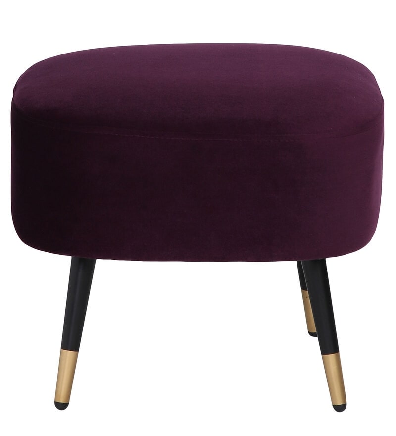 Mariana Velvet Finish Barrel Chair with Foot Stool in Wine Colour