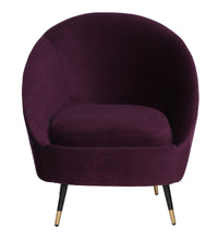 Load image into Gallery viewer, Mariana Velvet Finish Barrel Chair with Foot Stool in Wine Colour
