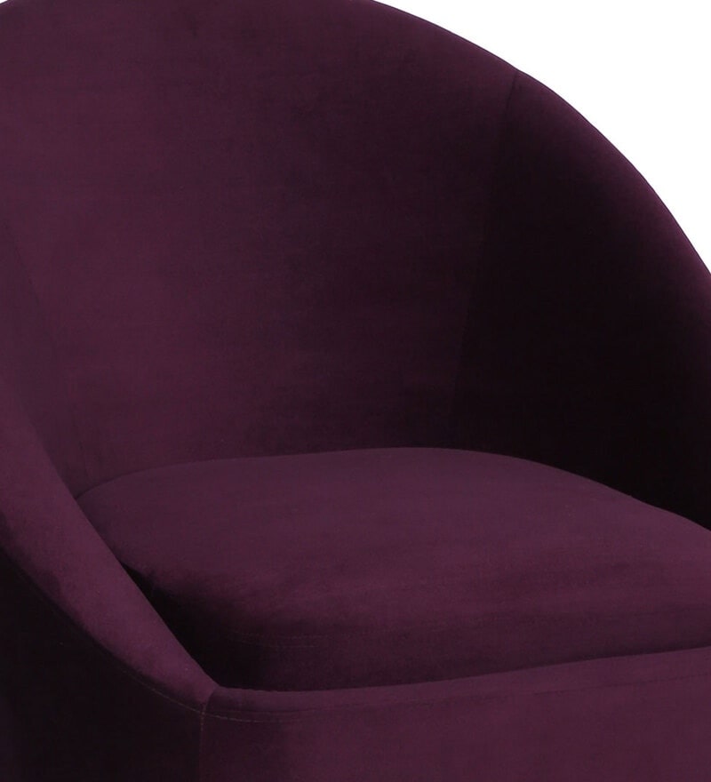 Mariana Velvet Finish Barrel Chair with Foot Stool in Wine Colour