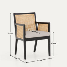 Load image into Gallery viewer, Kipling Upholstered Rattan Chair in Black Matte Finish
