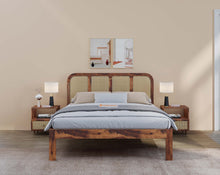 Load image into Gallery viewer, Amara Bed in Sheesham wood with cane (8 options) - Queen Size
