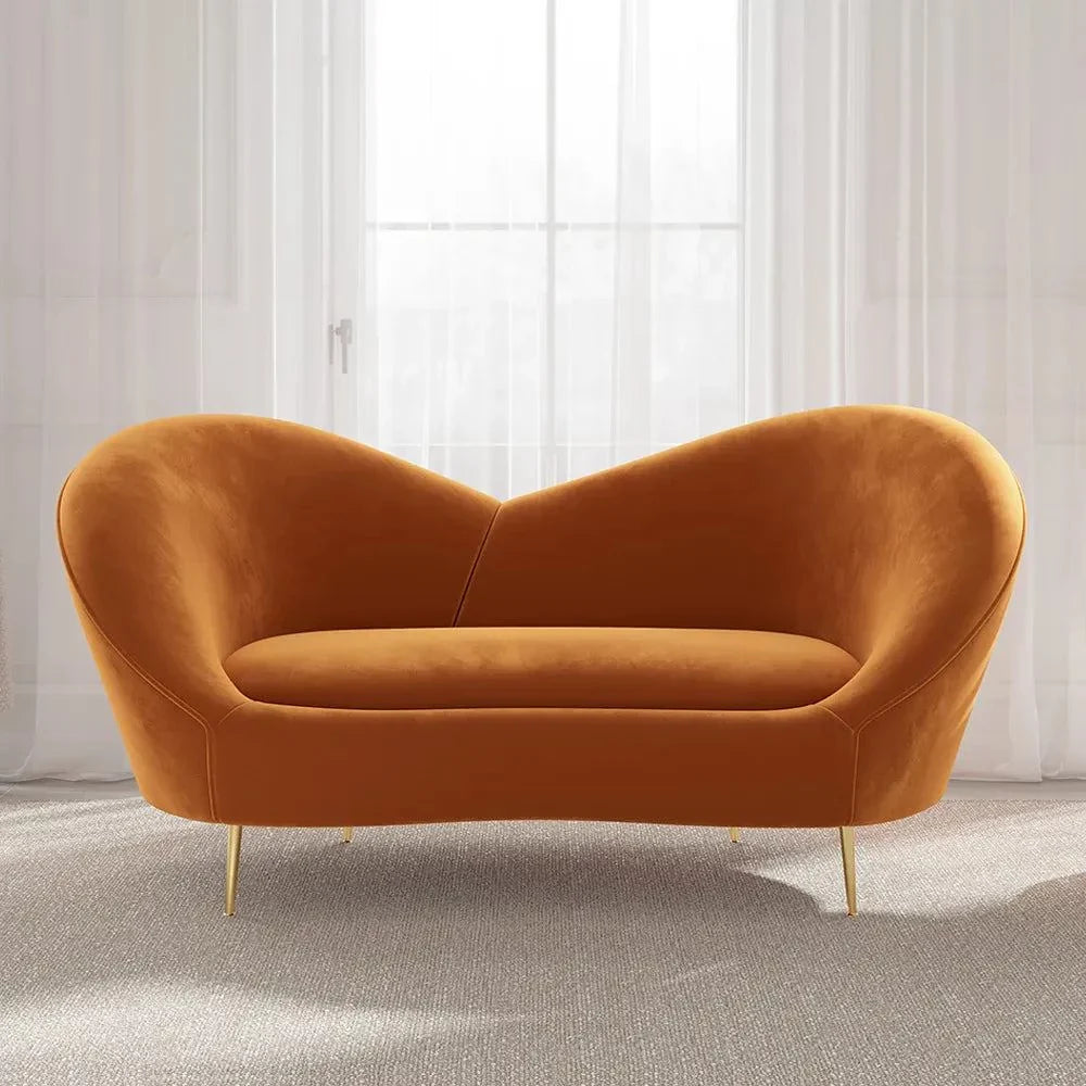 Hana Luxury Modern Velvet Upholstered Curved Sofa