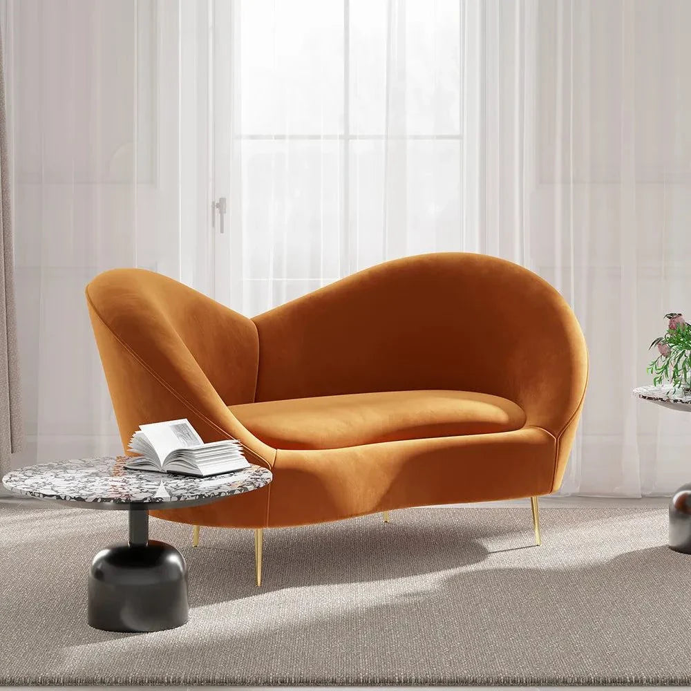 Hana Luxury Modern Velvet Upholstered Curved Sofa